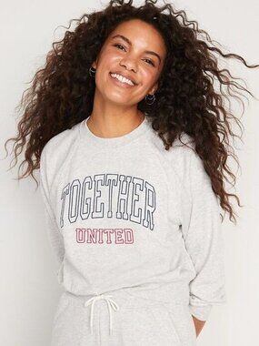 Old Navy Together United Gray Embroidered French-Terry Sweatshirt 4X